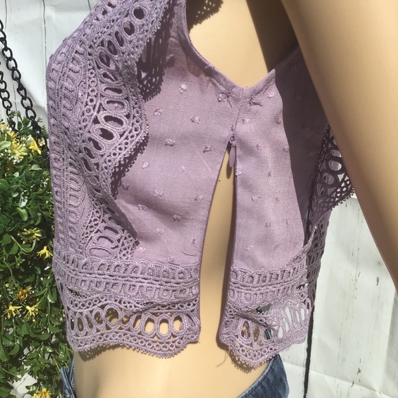 GORGEOUS DETAILED VIOLET CROP TOP - Picture 7 of 14